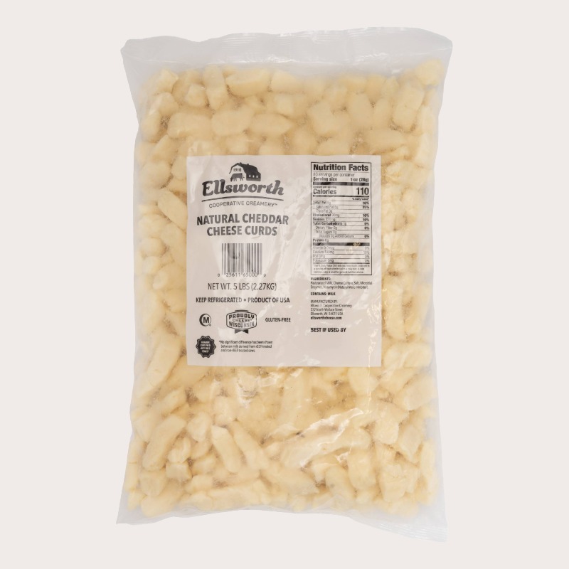 10 lb. Chilled Natural White Cheddar Curds (2/5 lb. bags)